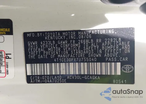 2007 Toyota Camry Solara Sle из США, поврежденный, VIN 4T1CE30PX7U755040